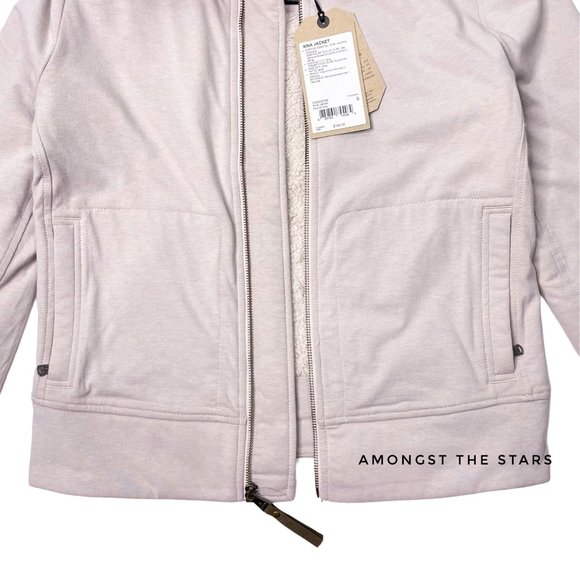 prAna Xina Sherpa Fleece Moto Pebble Grey Jacket - Picture 7 of 8